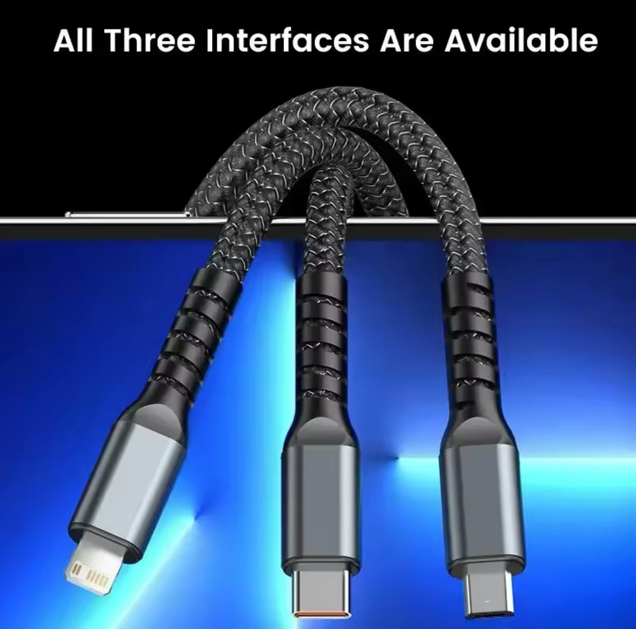 Luminous Data Cable 3 In1 Mobile Phone Charging Cable 100W